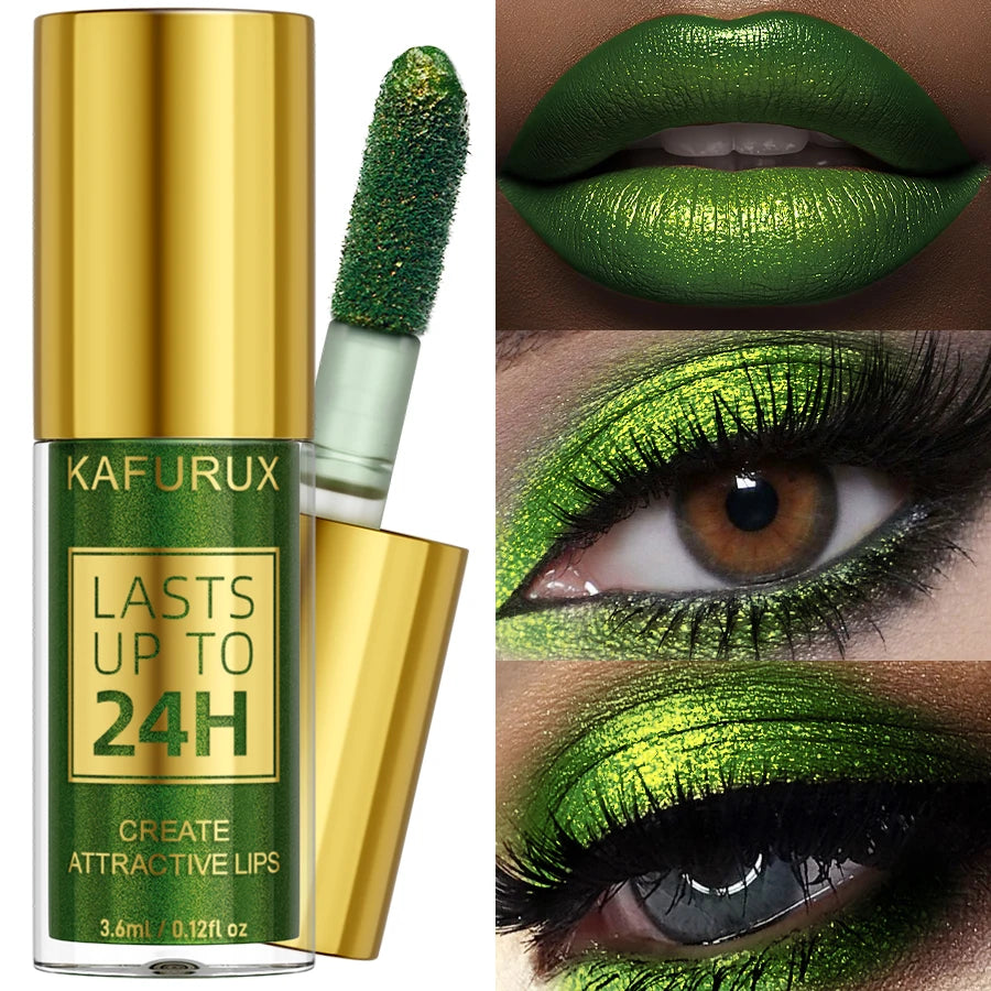 3 Colors Smoky Green Lipstick Pencil Stick Waterproof Pearlescent Metallic Glitter for Eye or Lip Makeup Tool Gifts Cosmetic