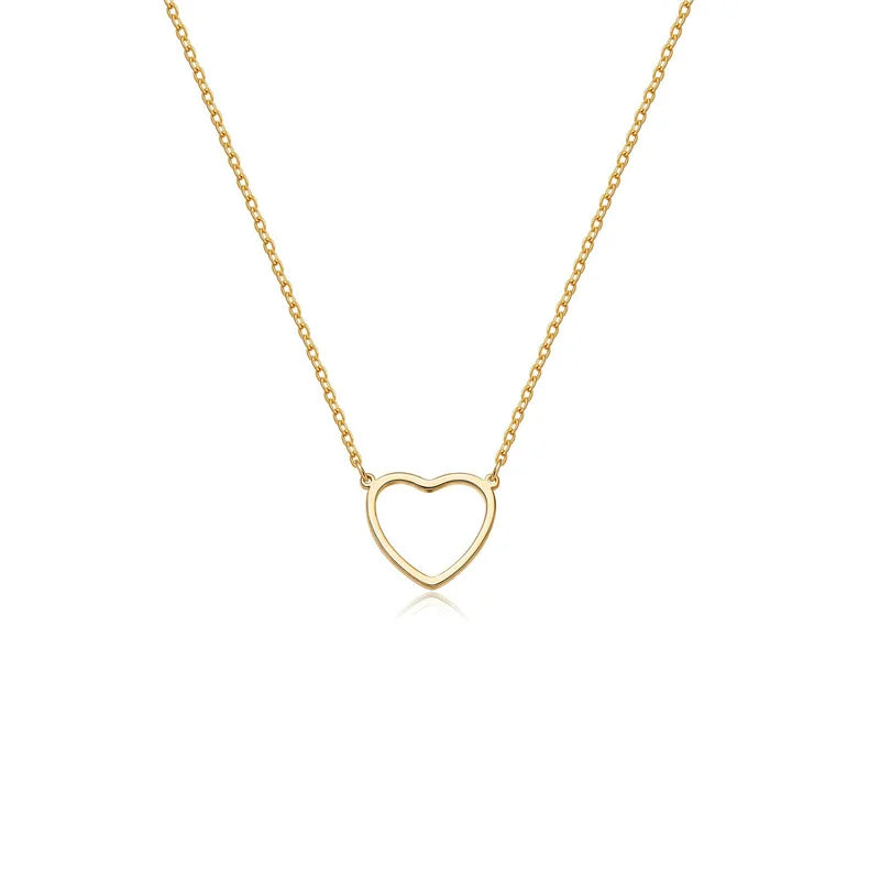 Stainless Steel Heart Pendant Necklace - Elegant Geometric Clavicle Chain