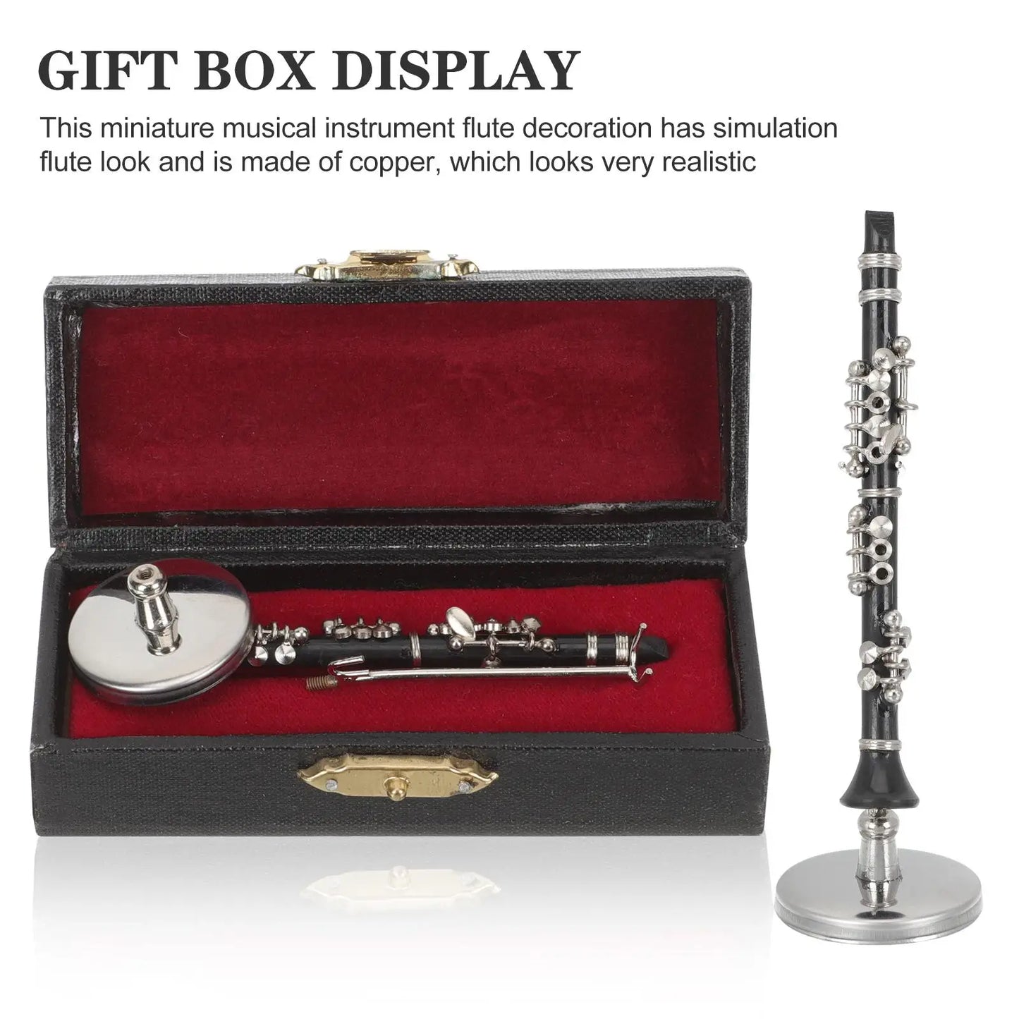 Mini Clarinet Model Realistic Copper Finish Musical Decoration Home Accessories Miniature Wind Instrument