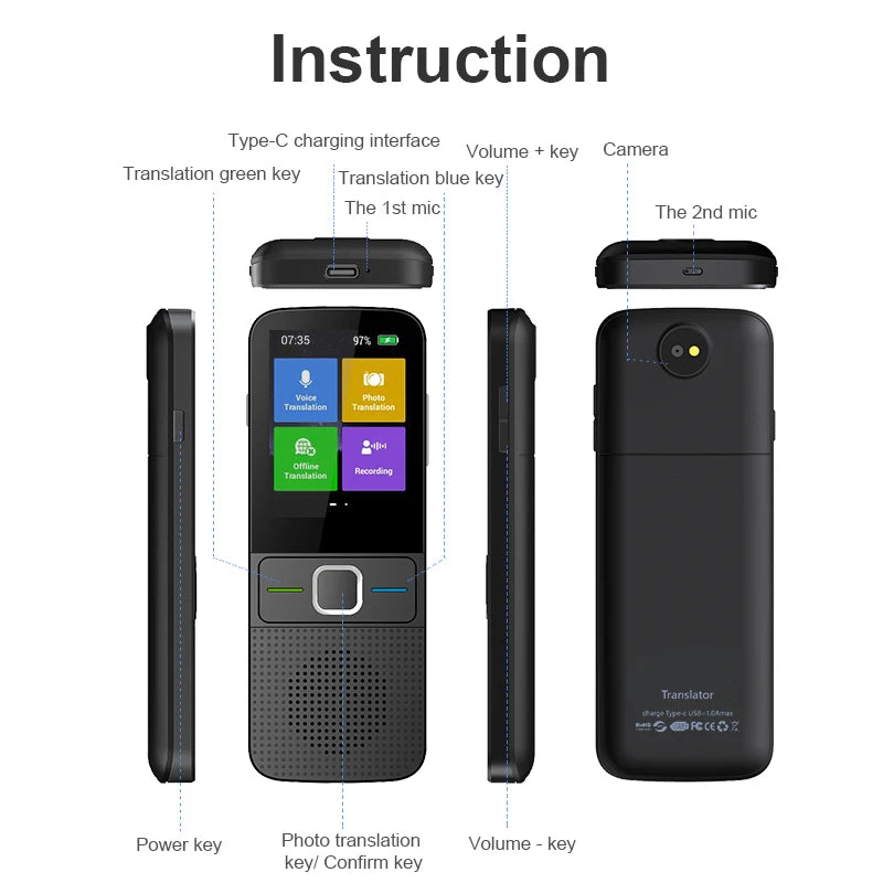 T10 Smart Voice Translator - 137 Languages Real-Time Translation Device