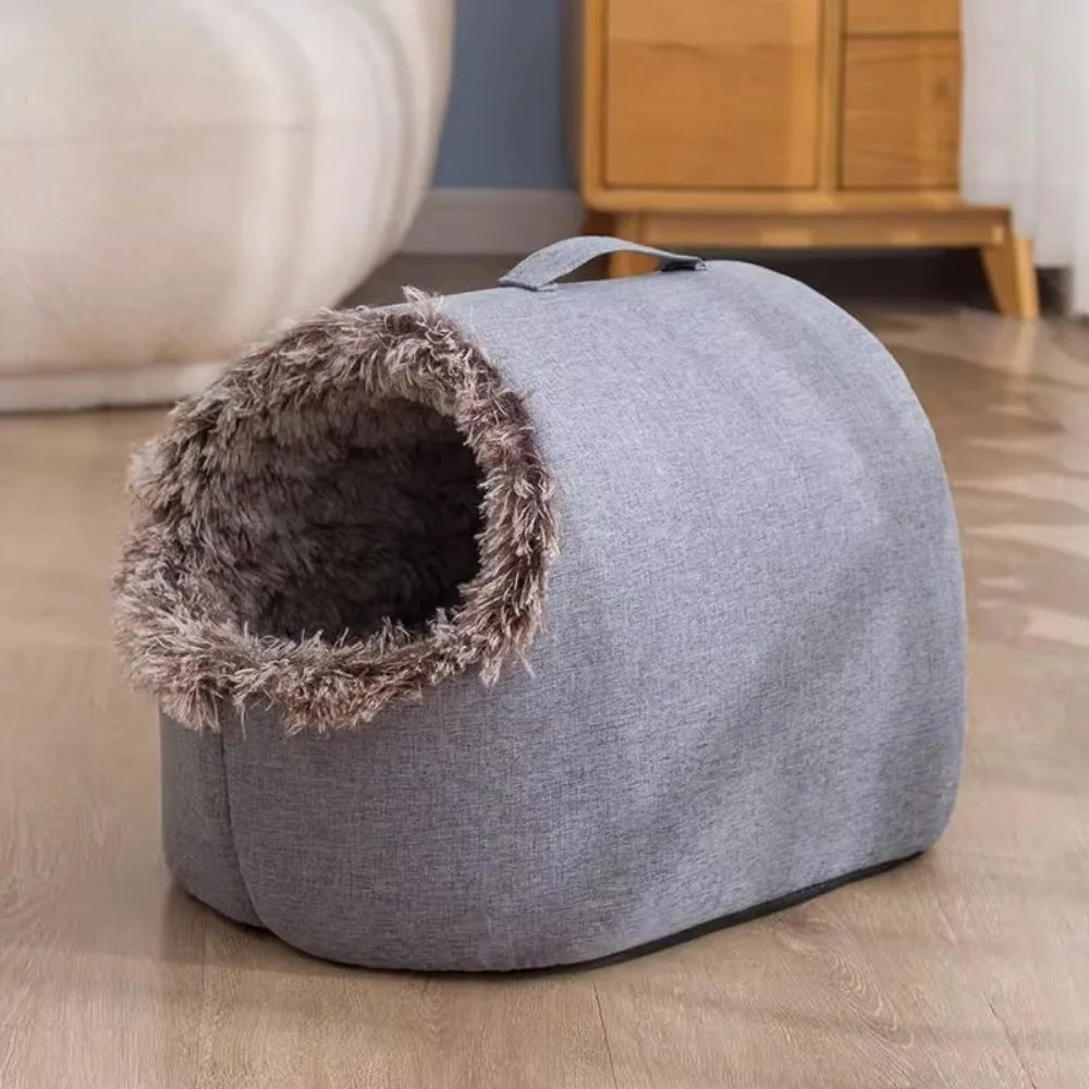New Warm Winter Cat Bed Wrap Comfort Cat House Integrated with Handle Pet Cave Cats Dogs Furniture