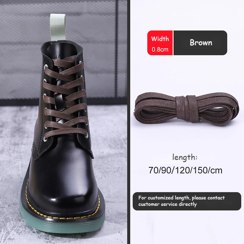 1 Pair Shoelaces 0.8 CM Waxed Cotton Width Flat Waterproof Shoe Laces Unisex Boots Casual Sneakers Shoelace Leather Shoe Lace