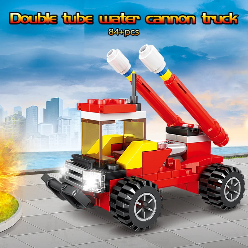 8 in 1 Fire Truck Building Blocks City Scaling Ladder Multifunctional Rescue Vehicle Combination Bricks Toy Kids Holiday Gifts