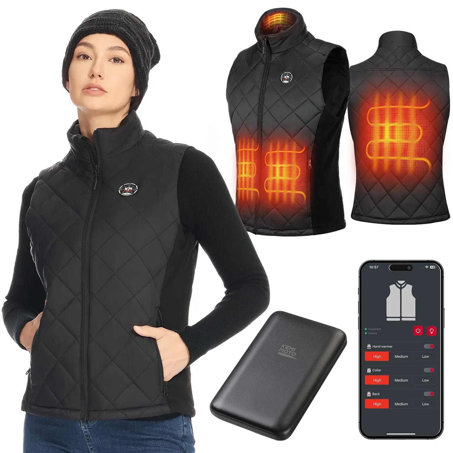 Heated Hoodie for Men Women Thermal Jacket with 20000mAh Battery Soft Black for Winter Outdoor Riding Skiing Hiking Sports Gear