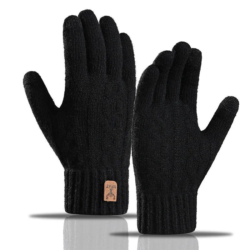 Winter Cycling Gloves Thermal Alpaca Wool Touch Screen Knitted Skiing Gloves Windproof Anti-Cold Hiking Running Sport Gloves