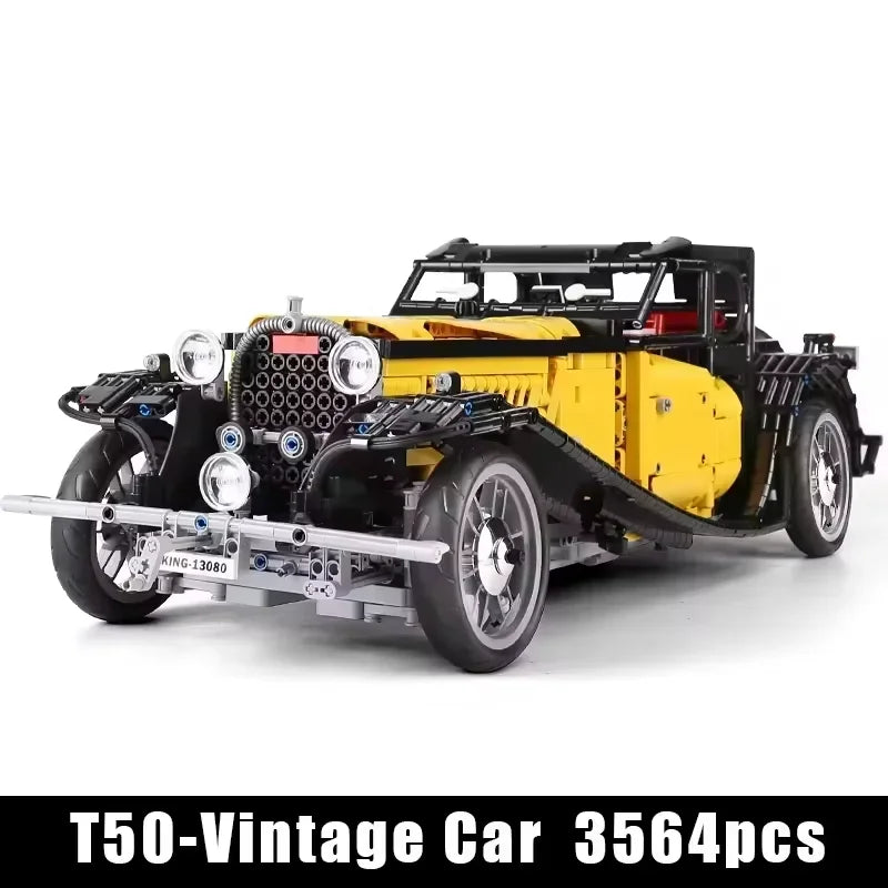 MOULD KING 13080S Technical Car Building Blocks T50 Vintage Car MOC-25153 Bricks Model Educational Toys For Kids Birthday Gifts
