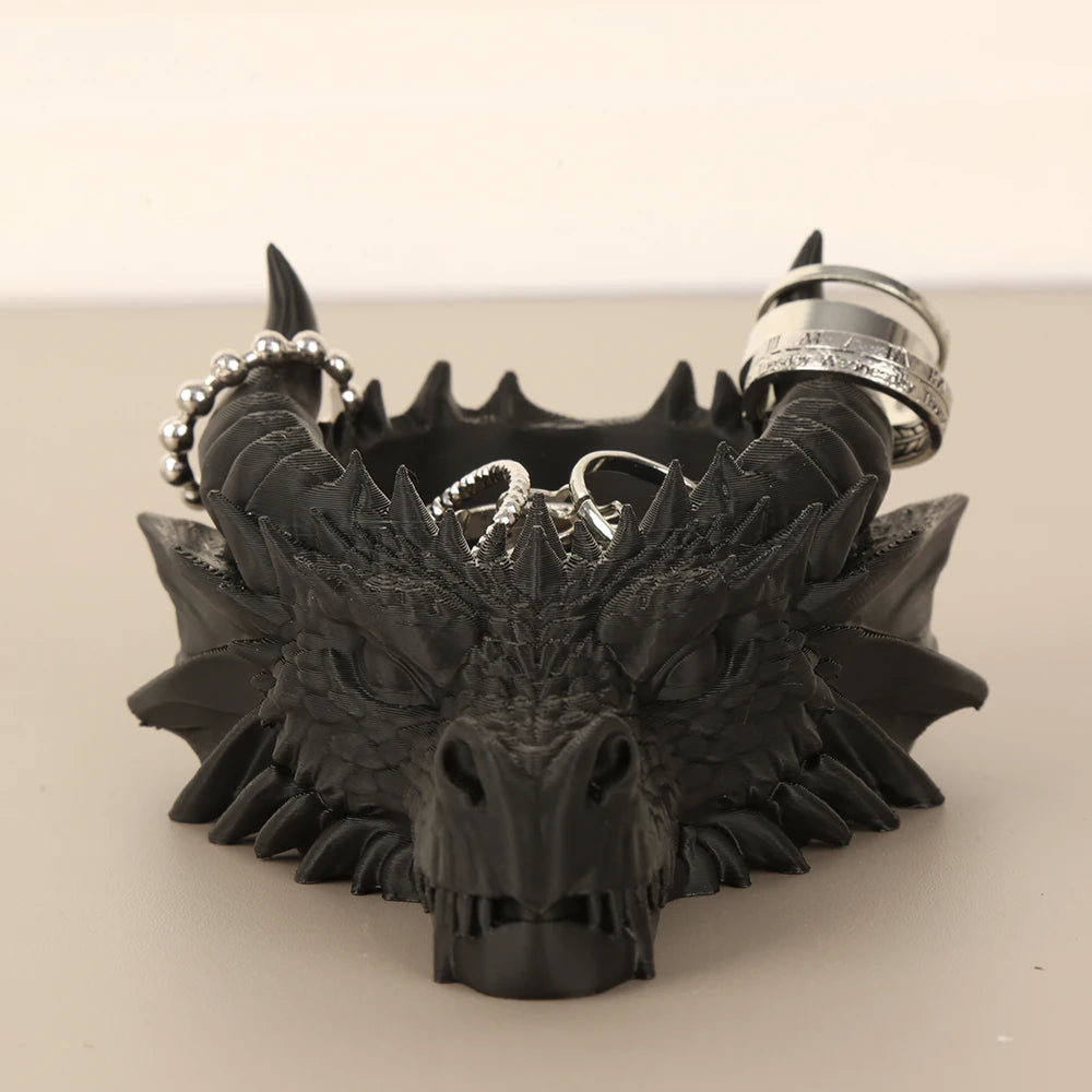 Cross-Border Gothic Dark Style Dragon Head Shaped Desktop Jewelry Storage Tray For Personalized Dark-Style Home Desktop Soft Dec