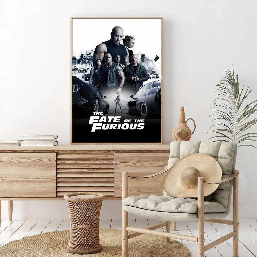 Fast And Furious Movie Whitepaper Poster HD Quality Poster Wall Art Painting Study Room Wall Decor
