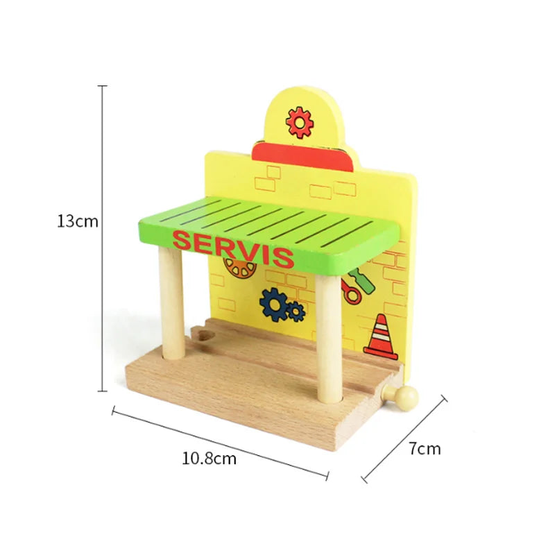 Wooden Train Track Accessories Garage Series Track Scene Toy For Children Fit All Brands Railway Christmas Gift For Toddler