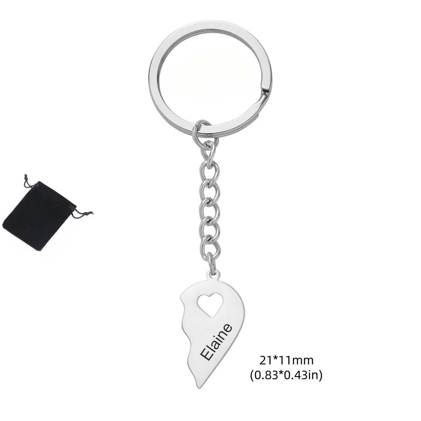 Customized Name Half Heart Keychain Stainless Steel Couple Heart Engraved Keychain Couple Key Bag Accessories Jewelry Gifts