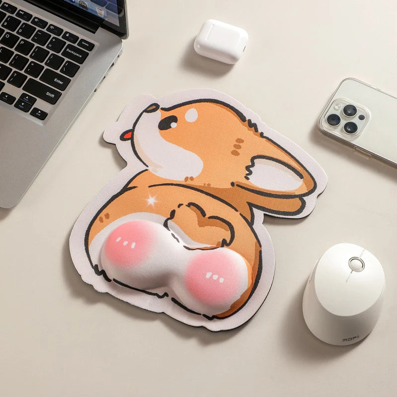 Ergonomic Corgi Mouse Pad with Wrist Rest - Memory Foam Keyboard Support Cushion