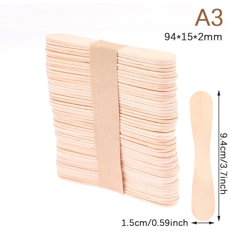 50Pcs Wax Waxing Disposable Sticks Wood Tongue Depressor Spatula Woman Wooden Body Hair Removal Sticks Beauty Toiletry Kits