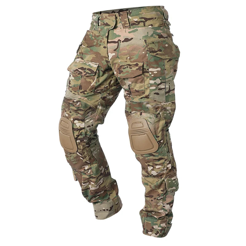 Men's Hunting Paintball Multicam Camouflage with Knee Pads Tactical Pants man Combat uniform Military Trousers Work clothing