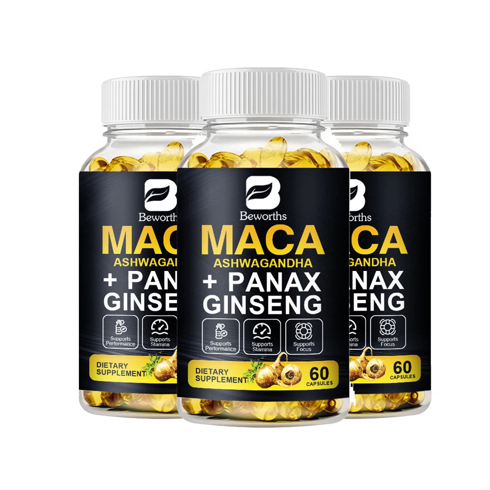 BEWORTHS Best Maca Capsules for Men Health with Red,Yellow and Black Maca