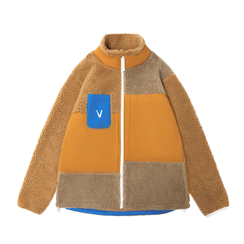 VECTOR Girls Boys Fleece Fleece Open Top with Contrasting Color Splicing for Warmth 420g Fleece Outdoor Double Board Skiing