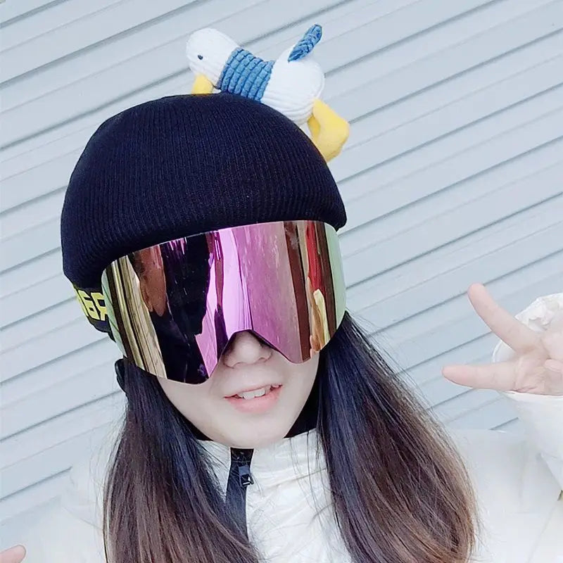 Ski Helmet Cover Cat Ears Rabbit Ears Funny Single and Double Board Warm Ski Helmet Cover for Men and Women