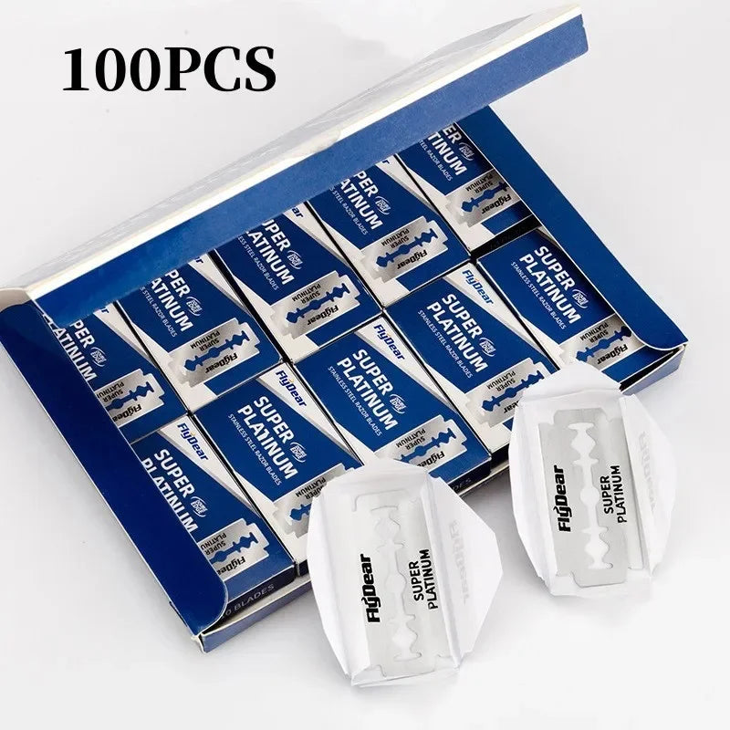 Adjustable Safety Razor Double Edge Classic Mens Shaving Hair Removal Shaver it with 5 PCS Titanium Coated Blades Shaver