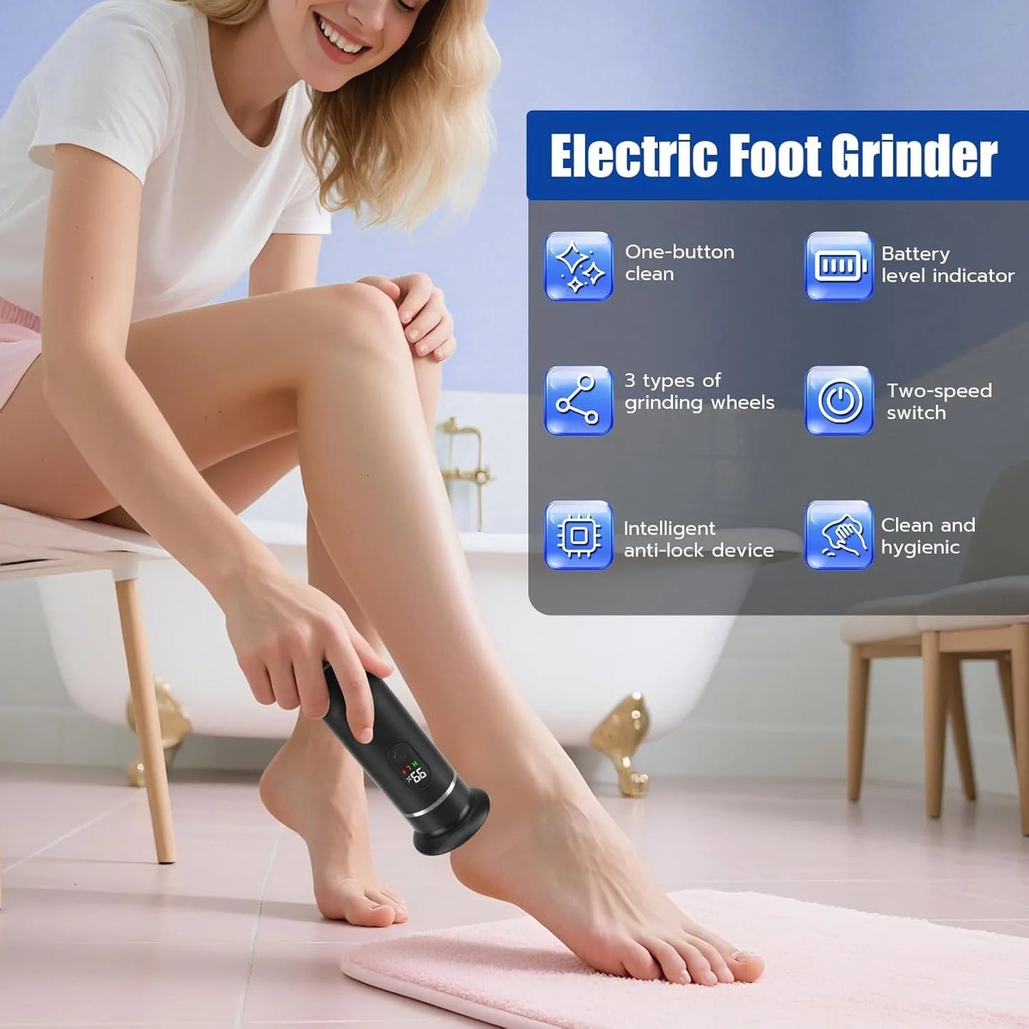Aluminum Alloy Professional Electric Callus Remover With 60PCS Replacement Pads Electric Foot File, Foot Care Tools, Gift Box