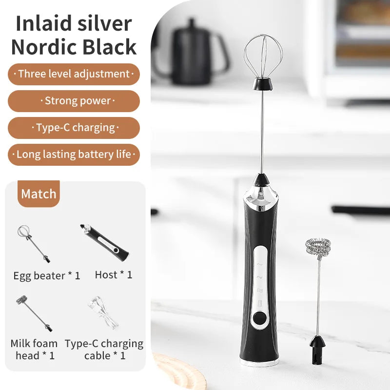 Milk Frother Electric Egg Beater Coffee Frother Household Milk Frother With Bracket Cream Frother Handheld Small Stirrer