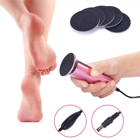 Electric Pedicure Foot File - Rechargeable Callus Remover with Replacement Sandpaper Rollers