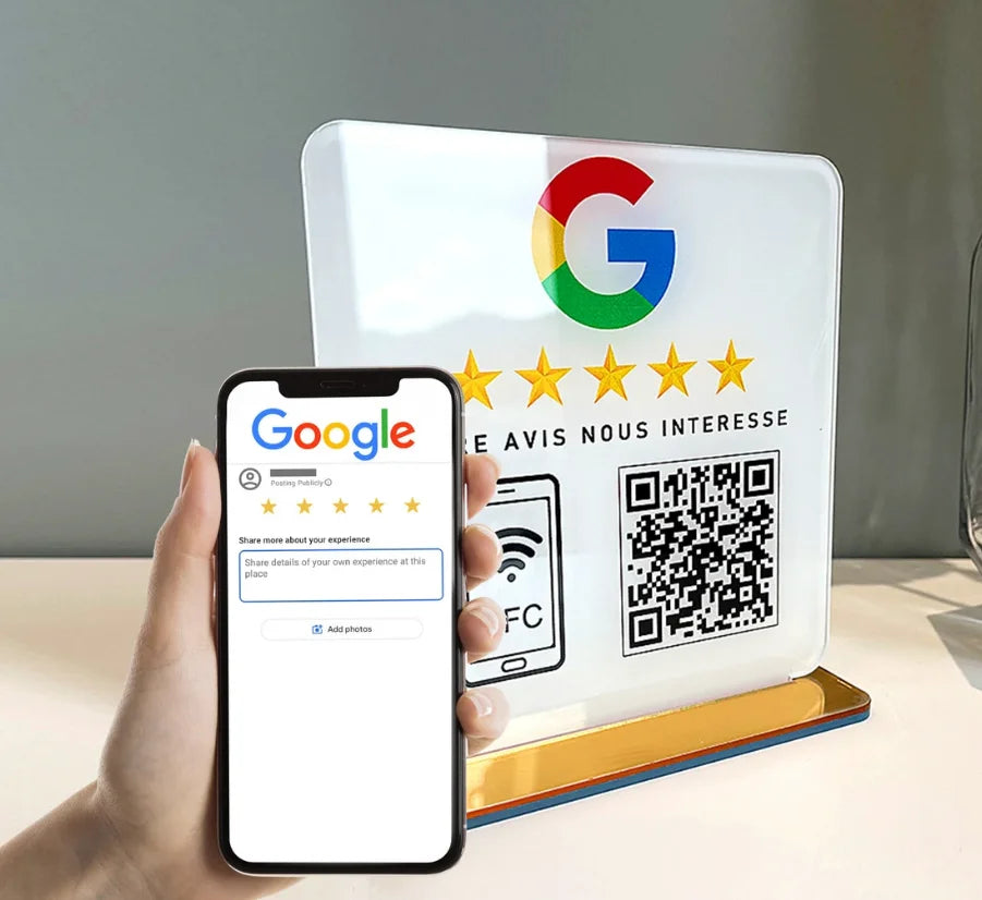 Custom Google Review Sign with NFC Scan code Acrylic Social Media Signs For Your Business Retail Store Decors