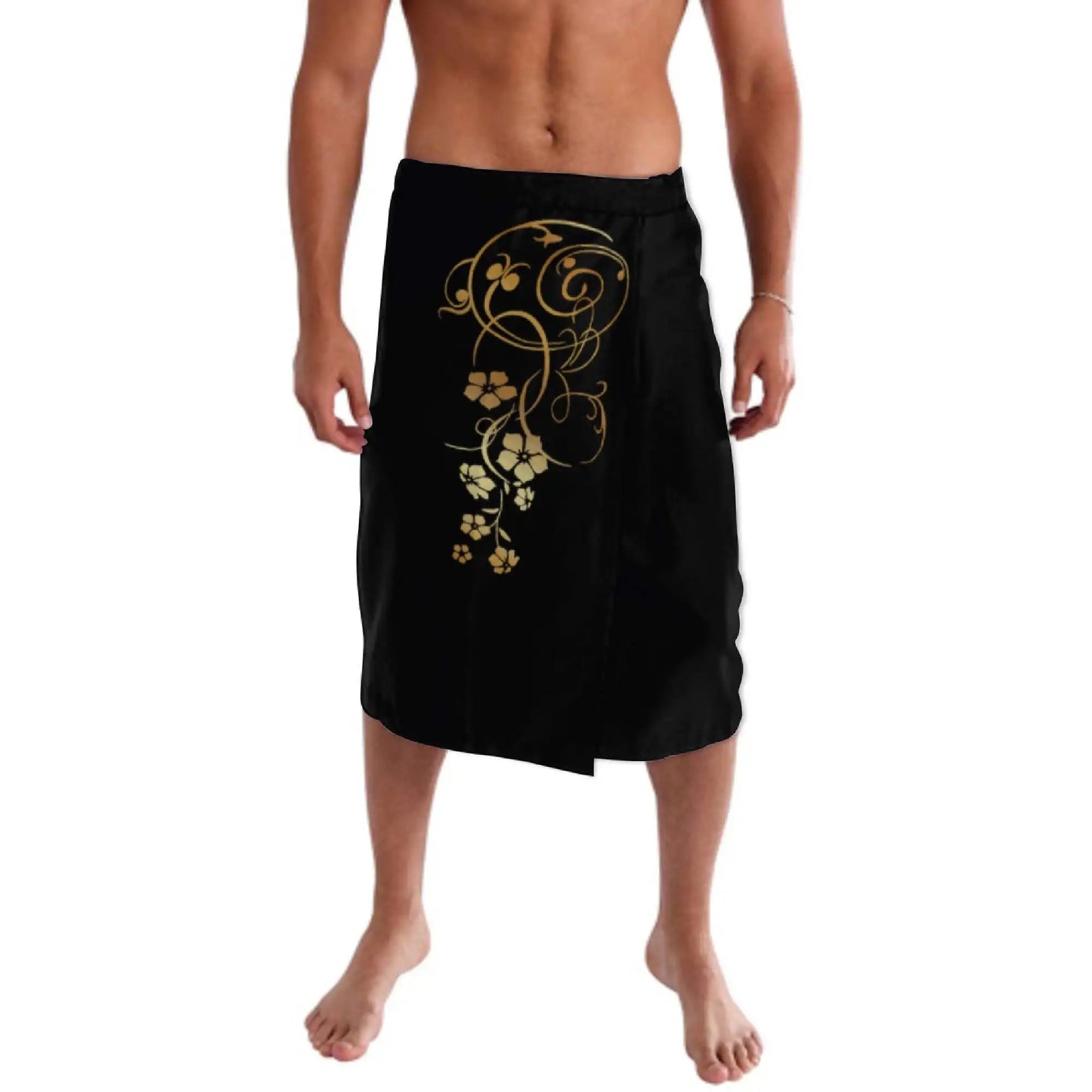 Drop Shipping 1 MOQ Casual Aboriginal Men Half Skirt Samoan Clothes White Golden Design Polynesian Tattoo Ie Faitaga Mens Sarong