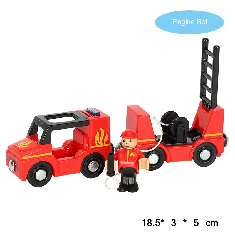 New Fire Truck Magnetic Train Car Ambulance Police Car Fire Truck Compatible Brio Wood Train Track Children's Toys