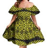 Off Shoulder Layered Ruffle Sleeve Tiered Twirl Dress Hawaiian Hibiscus Flower Printed Mini Dress Vestidos Para Fiesta Hawaiana