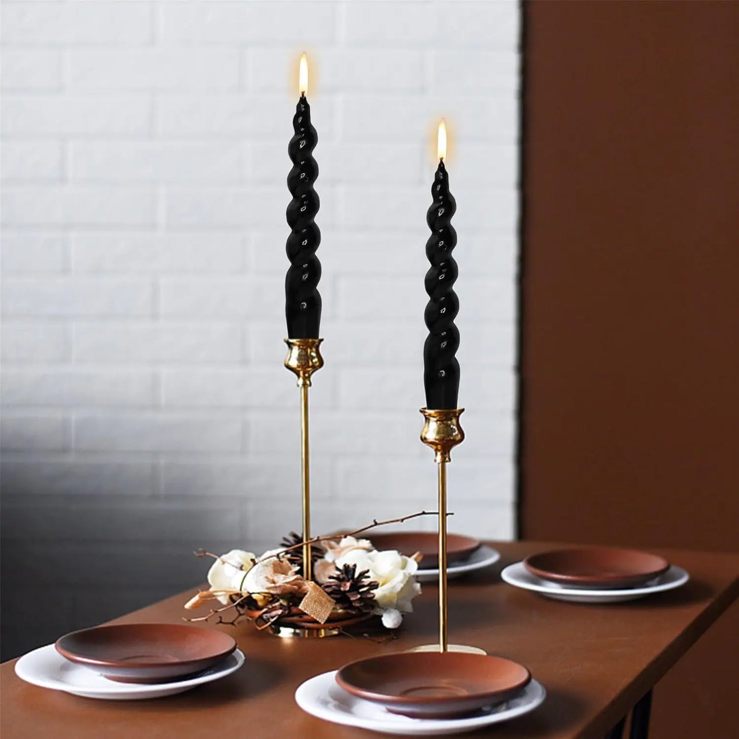 Halloween Home Decor Gedengni 4pcs Black Spiral Taper Candles Short Unscented Twisted Candlesticks for Weddings Festive Dinners