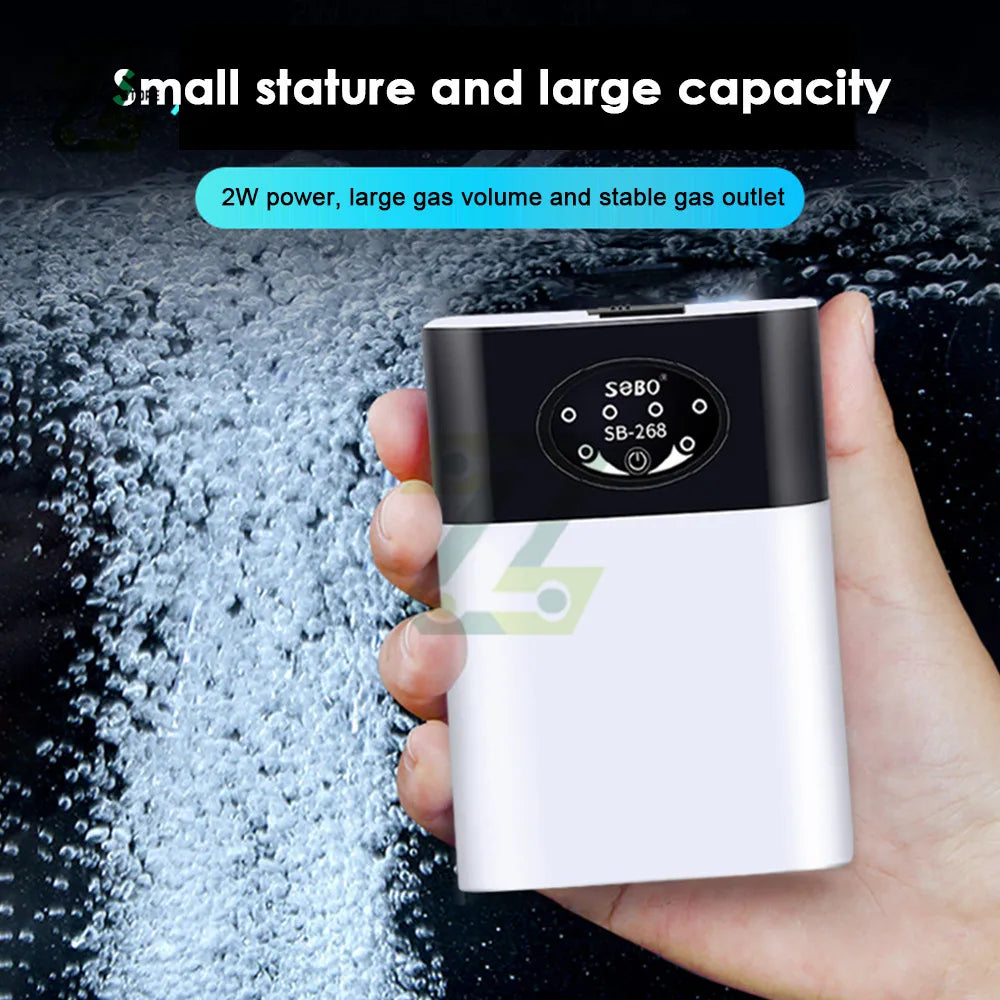 Oxygen Air Pump Air Compressor USB Charging 2600mAh Portable Exhaust Silent Oxygen Pump Aquarium Oxygen Pump