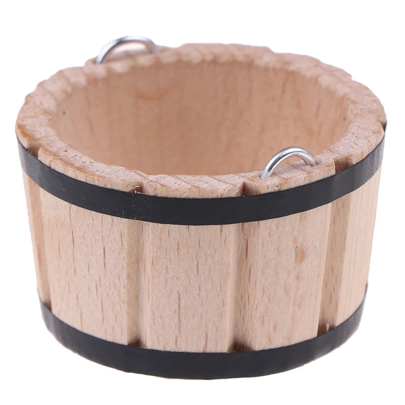 1PCS Wooden Basin Wooden Barrel Furniture Doll Houses Accessories  1:12 Dollhouse Miniatures