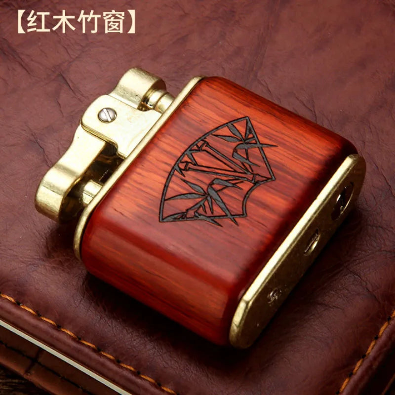 Premium Vintage Sandalwood Kerosene Lighter - Unique Metal Gasoline Lighter