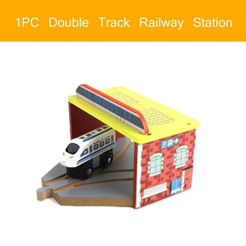 Wooden Train Track Accessories Wood Railway Track Train Station Bridge Tunnel Compatible All Brands Wooden Track Toys