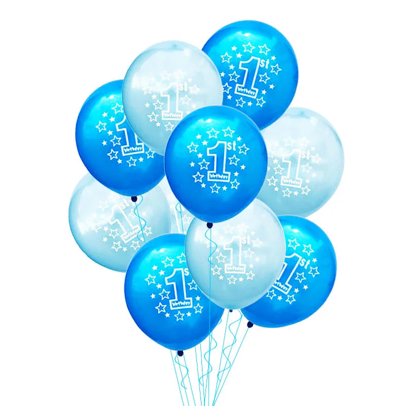10/15pcs Pink 1st Birthday Balloon One 1 Year Old First Happy Birthday Party Decor Latex Ballons Globos Baby Shower Girl Favor