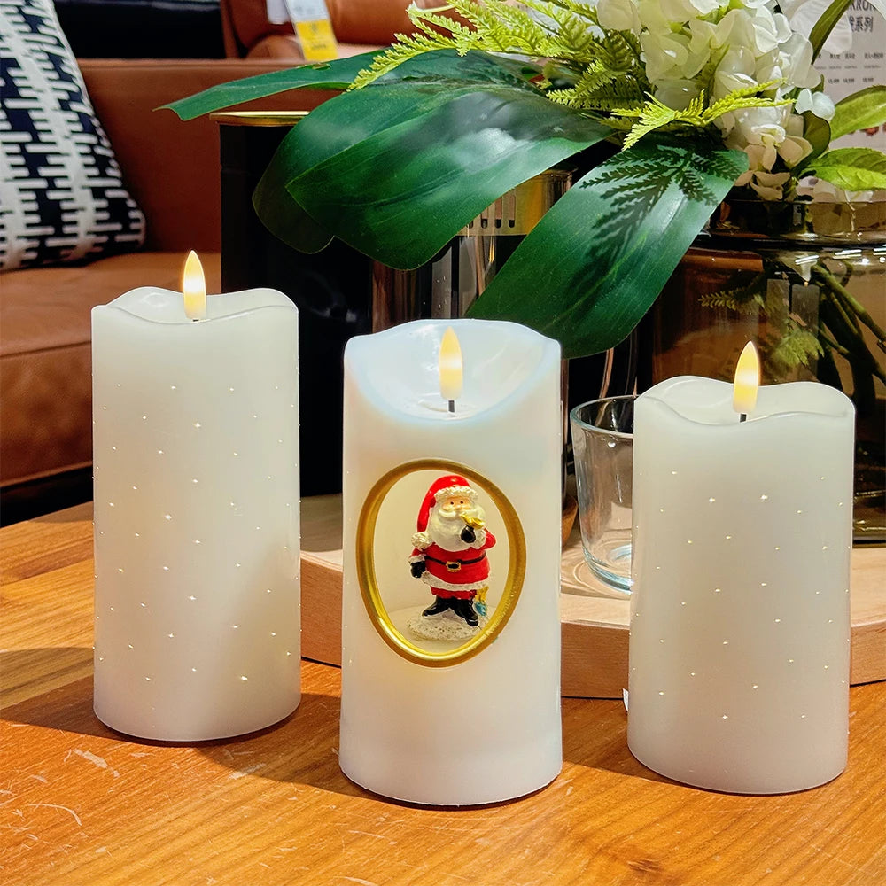 White Wax LED Candles Wedding & Graduation Decoration Battery Operated Flameless Pillars for Home Decor