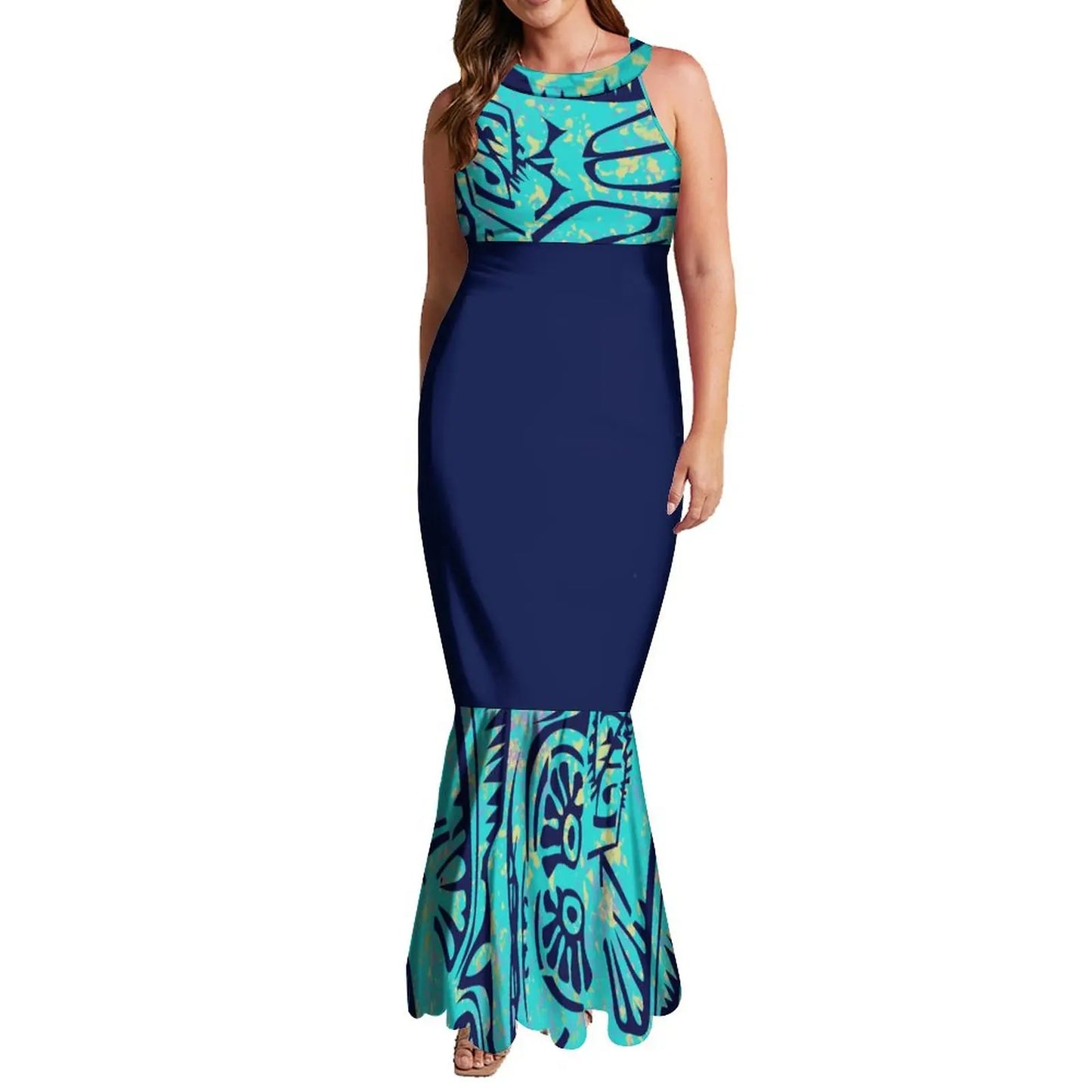 Pacific Island Art Design Mermaid Bridesmaid Dresses TE PA Melanesia Folk Hand-painted Plus Size Women's Dresses 5XL 6XL 7XL