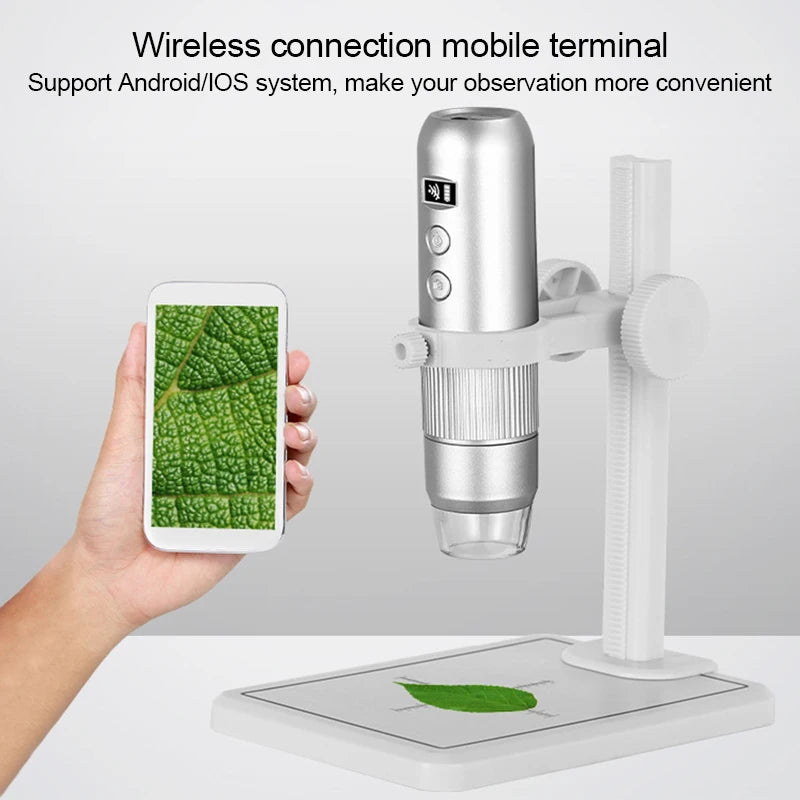 1000X WiFi Digital Microscope - Wireless HD Video Magnifier with 8 LED Lights
