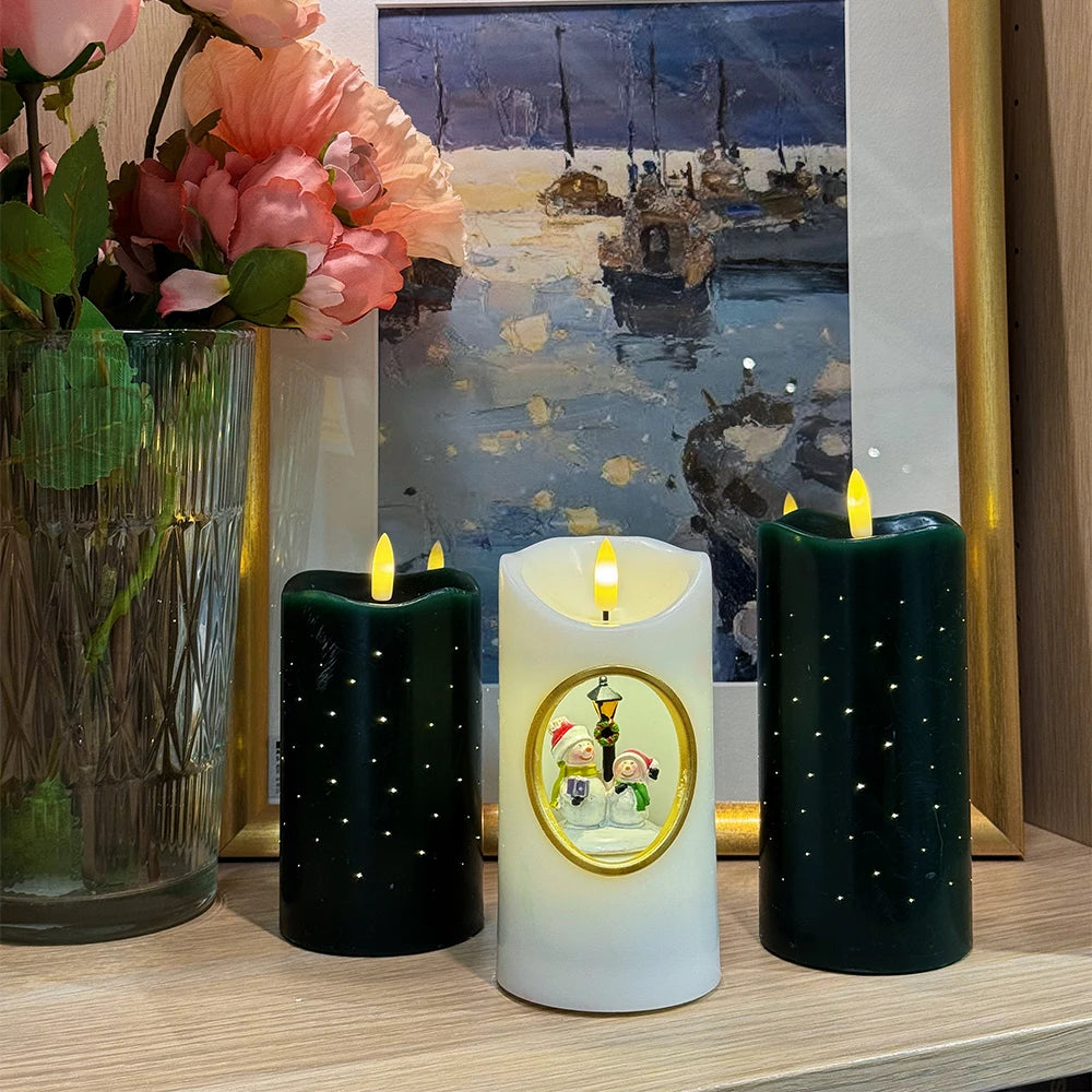 White Wax LED Candles Wedding & Graduation Decoration Battery Operated Flameless Pillars for Home Decor