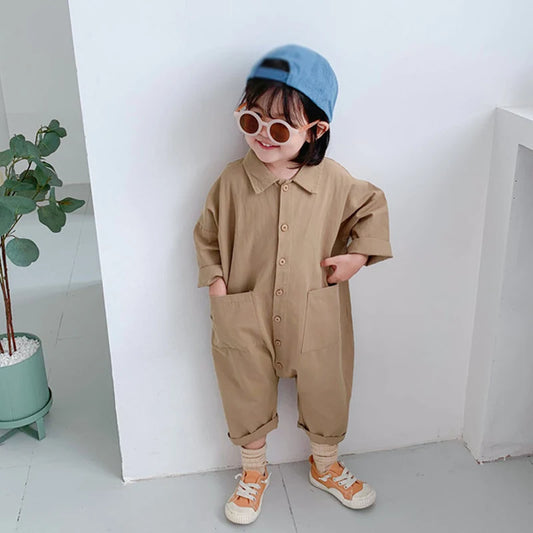 Premium Denim Baby Jumpsuit - Japanese Korean Style Casual Romper