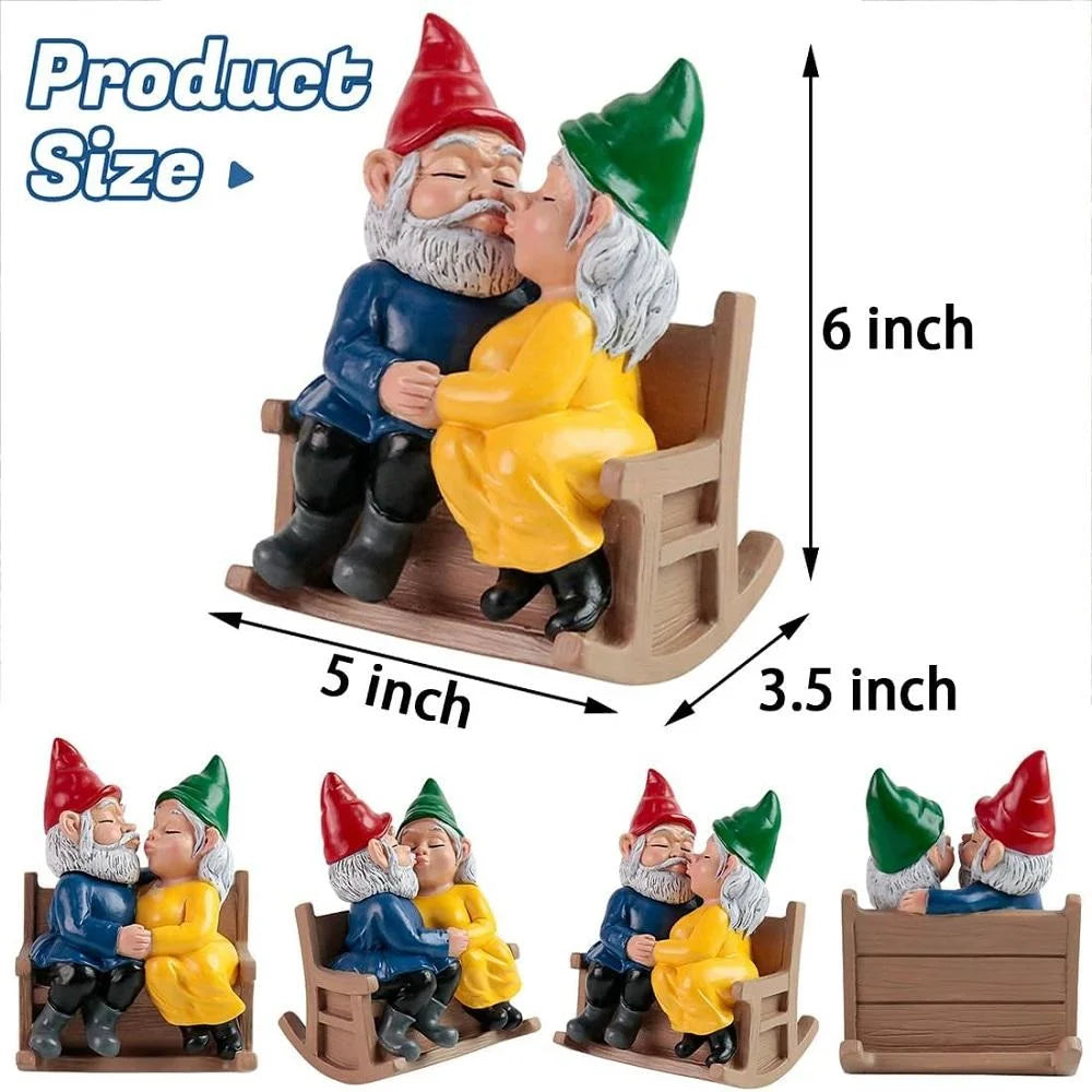 Romantic Gnome Couple Resin Figurine Hand-painted Modern Art Design Whimsical Artistic Home Decor Indoor Tabletop Statue