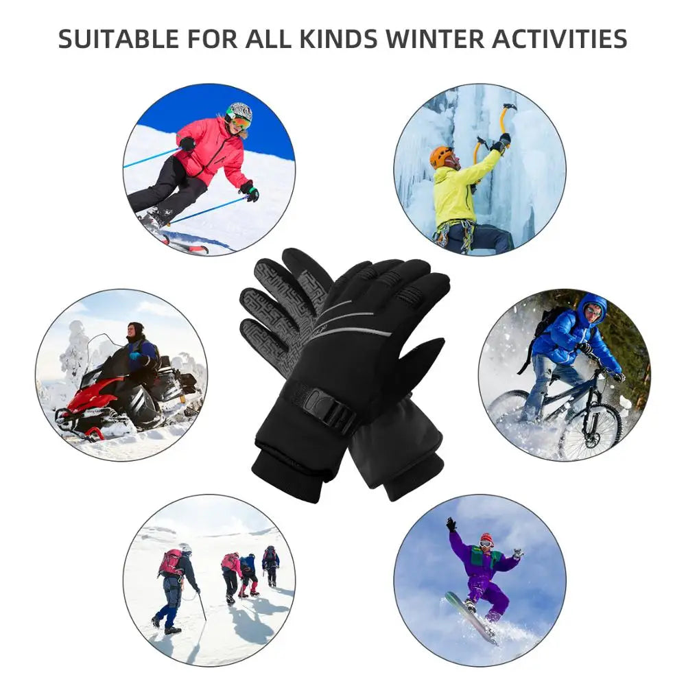 MOREOK Ski Gloves 3M Warm Full Finger Touch Screen Winter Cycling Gloves Reflect Bike Glove Windproof Motorcycle Glove Men Women