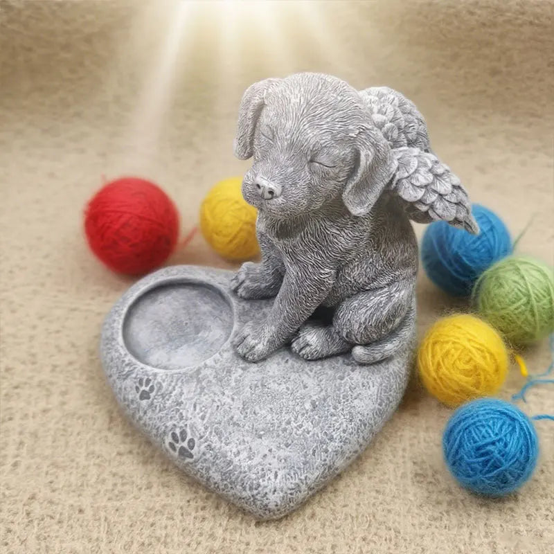 Customizable Love Dog with Candle Hole Decor - Halloween Home Decor & Cheap Room Decor Resin Craft Ornament