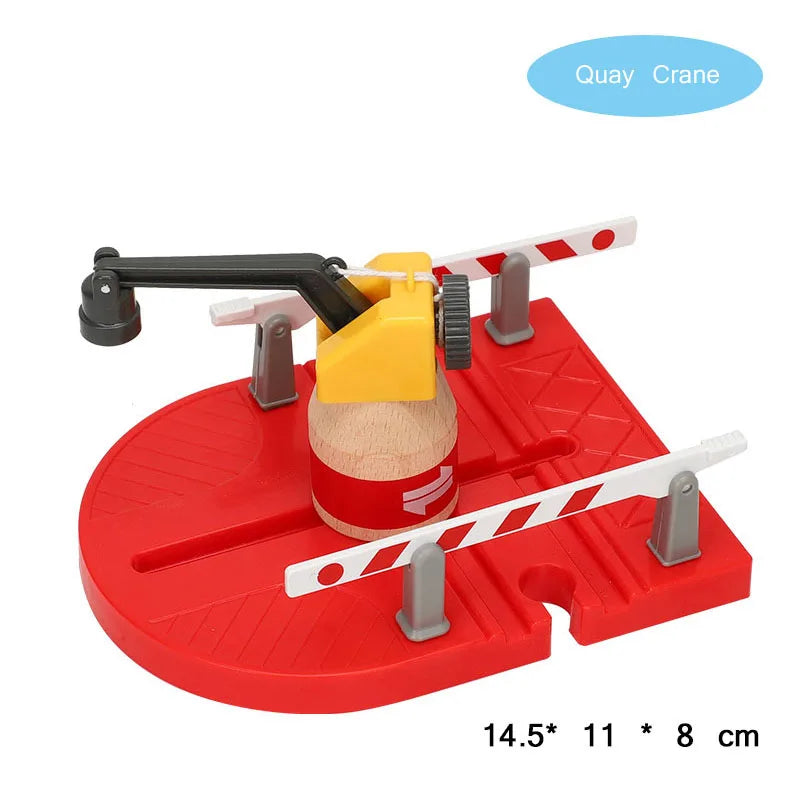 New Wooden Railway Train Track Set Accessoriess Train Station Tunnel Crane Fit All Brands Wood Tracks Educational Toys For Kids