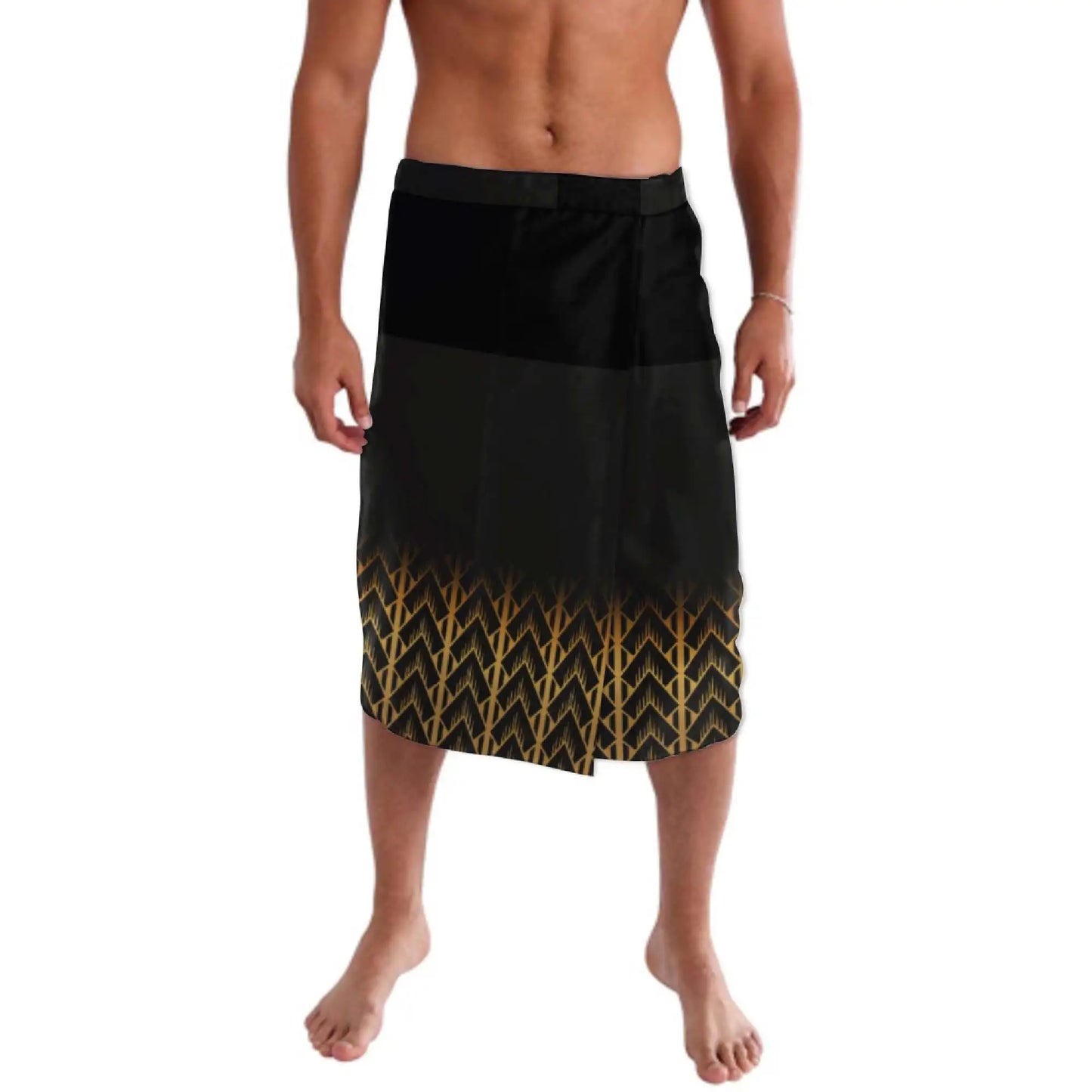 Print on Demand Custom Good Quality Golden Printed Lavalava Mens Skirt Samoan Traditional Clothes White Hawaii Sarongs for Men