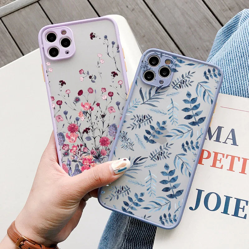 Premium Hand-Painted Flower iPhone Case - Shockproof Protective Cover