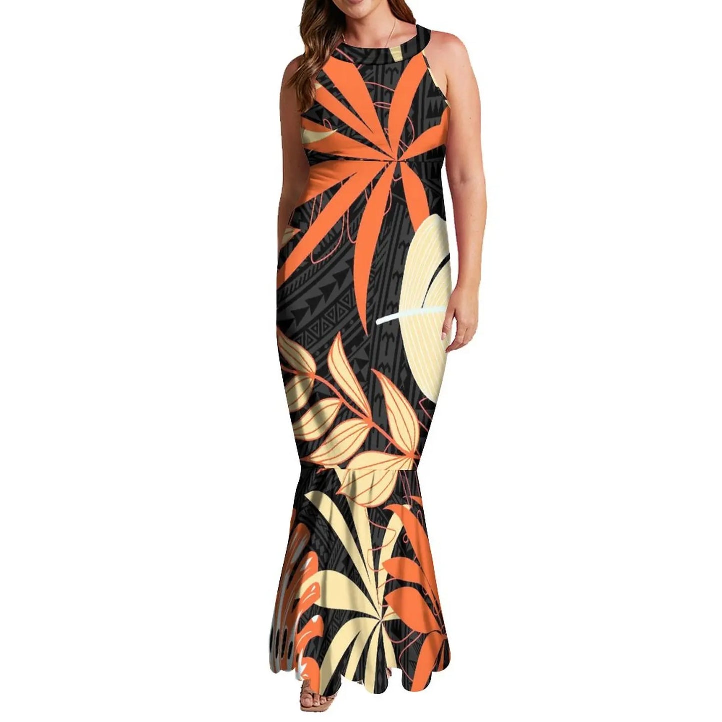 Pacific Island Art Design Mermaid Bridesmaid Dresses TE PA Melanesia Folk Hand-painted Plus Size Women's Dresses 5XL 6XL 7XL