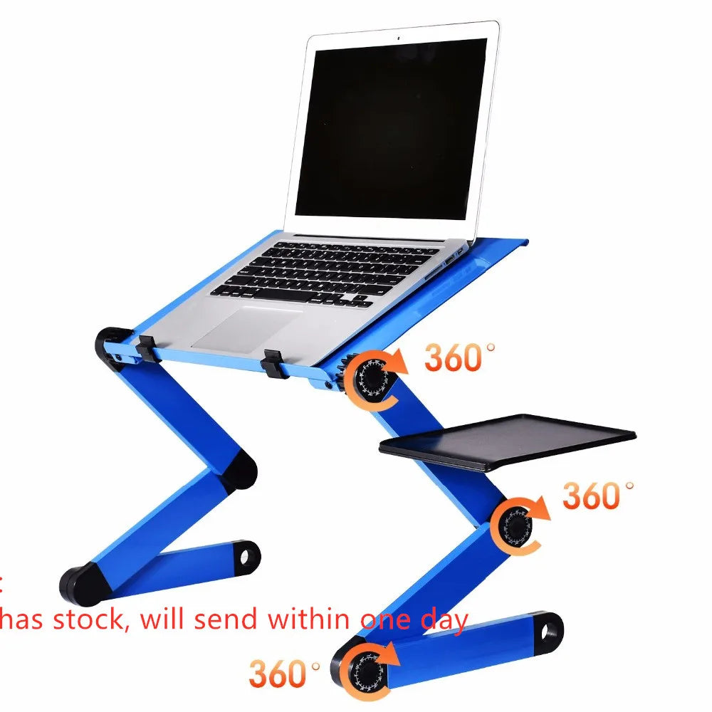 Adjustable Aluminum Laptop Stand - Portable Folding Desk for Bed & Study