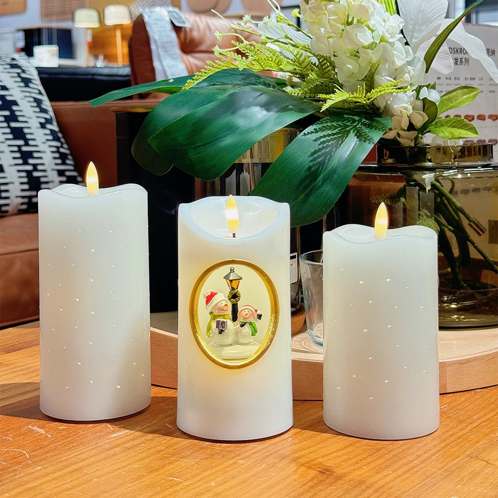 White Wax LED Candles Wedding & Graduation Decoration Battery Operated Flameless Pillars for Home Decor