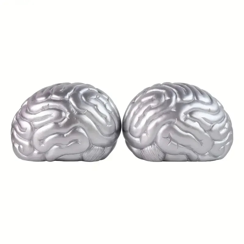 Brain-Themed Resin Crafts Bookend Hand-painted Artistic Decor Metallic Finish Modern-Style Holiday Gift Indoor Shelf Ornament