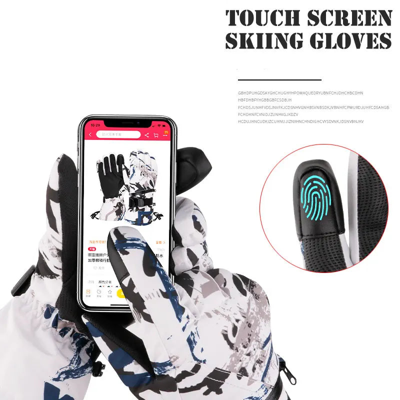 Thermal Fingers Touch Screen Ski Gloves Men Women Winter Fleece Waterproof Warm Snowboard Snow Gloves for Skiing Riding